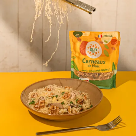 Risotto aux champignons et noix